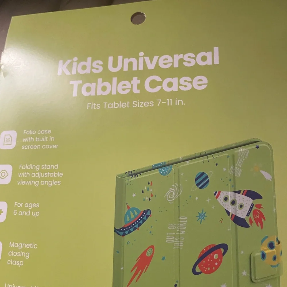 Kids Universal Tablet Case with Space Design Fits 7” to 11” NWT Fun Green Art